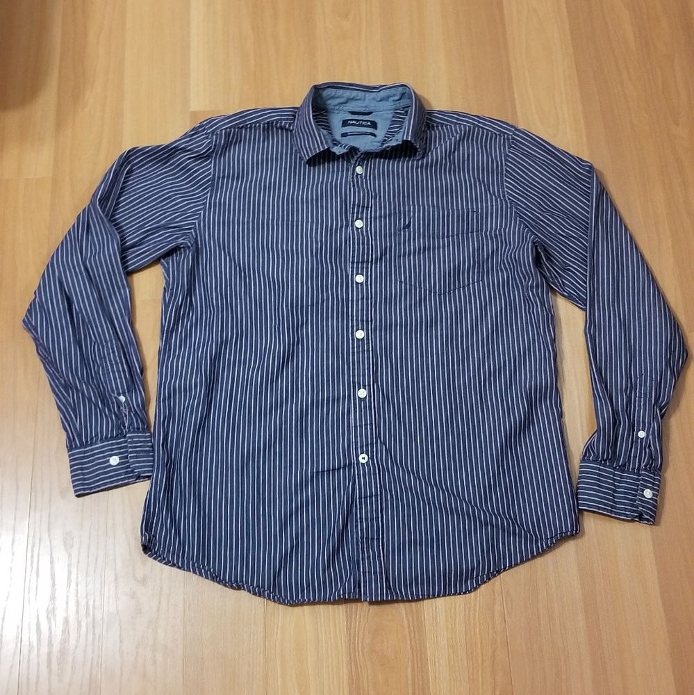 Nautica Striped Long Sleeve Button Down Shirt